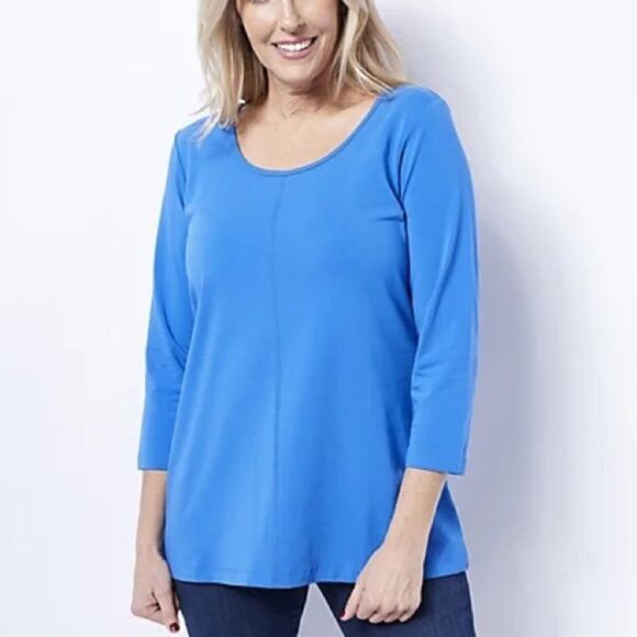 Attitudes by Renee Washed Cotton Jersey Tee with Scoop Neck - Picture 1 of 4